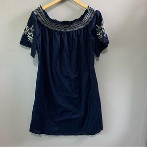 Isabel Maternity By Ingrid & Isabel Off Shoulder Embroidered Dress Blue Size m